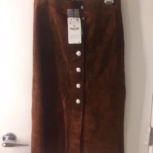 *NEVER WORN* Zara Suede Below Knee Skirt - $170